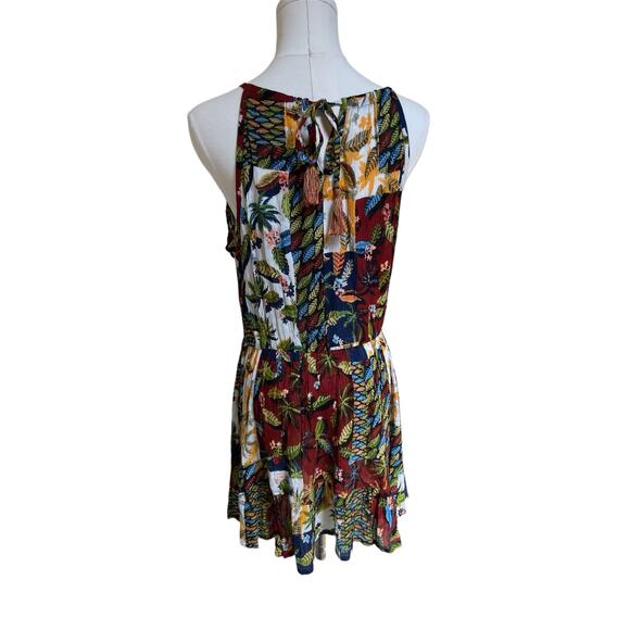 RAGA Dress Sleeveless Mini Sz Small Nature Tropical Floral Multicolor Boho NWT - Picture 2 of 7